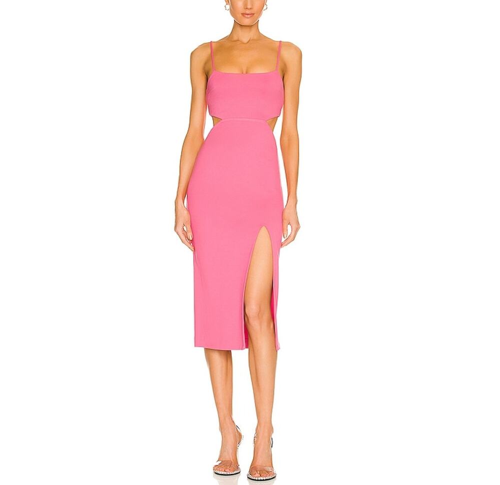 h:ours Cutout Haydon Midi Dress Pink XS